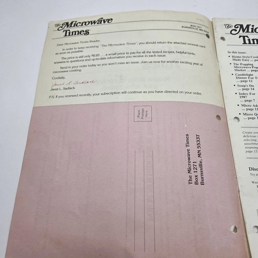 Vintage The Microwave Times Magazine Jan Feb 1988 Microwave Cooking Recipes Retr